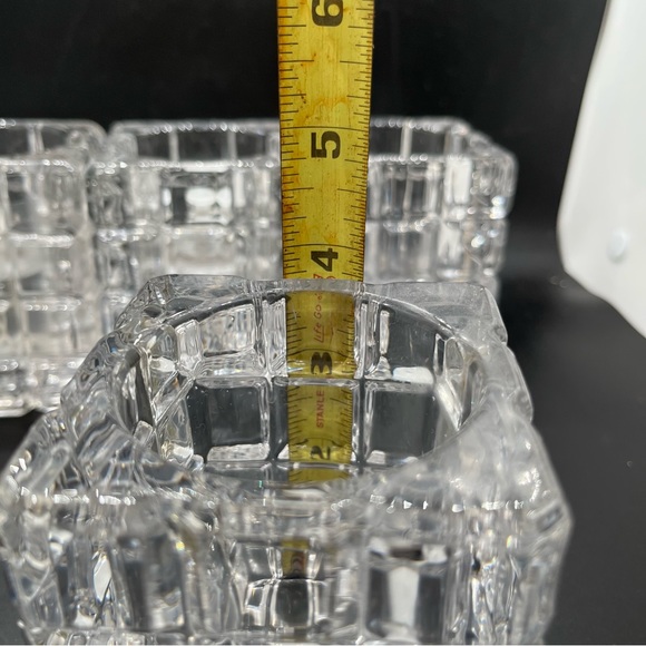Vntge Crystal block candleholders set of 2 lg brick votive tea light holders - Picture 7 of 16